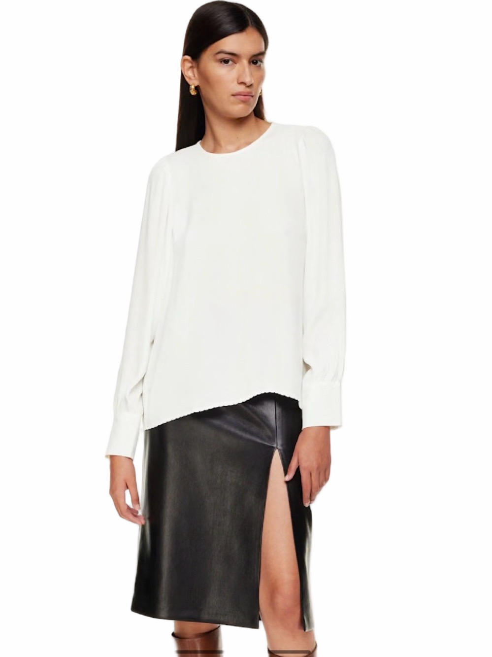 WILFRED Aritzia Clarissa Long-Sleeve Birch Blouse Top Size XL